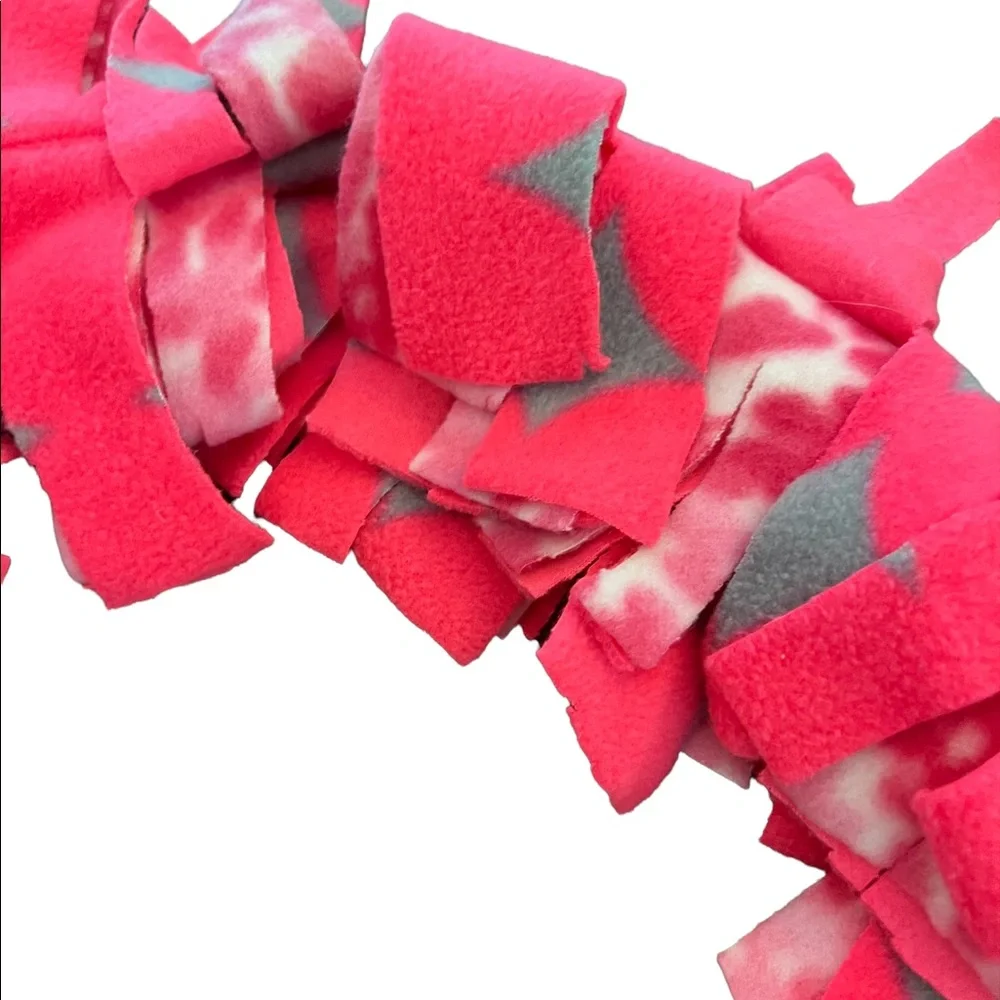 Girls Fringe Pink/Grey Scarf
